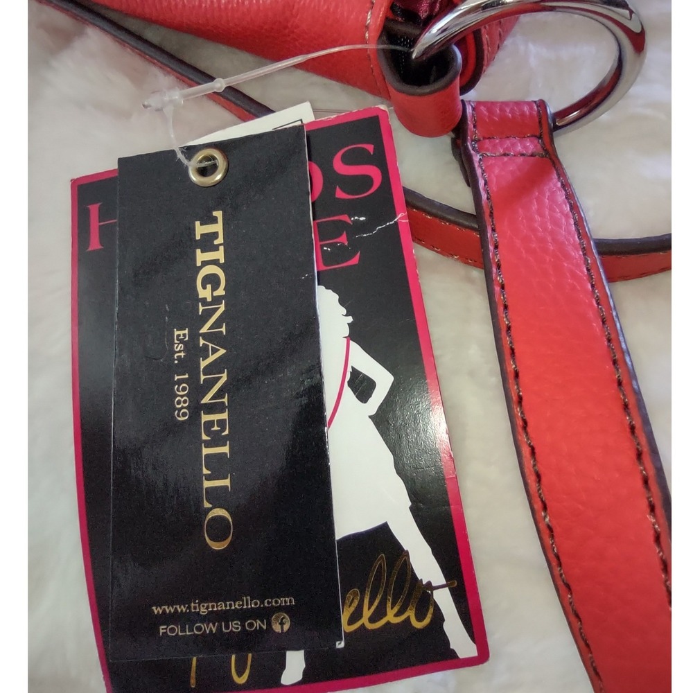 Tignanello Poppy Red Leather Flap Crossbody Convertible Bag T79940 NEW - Picture 10 of 11